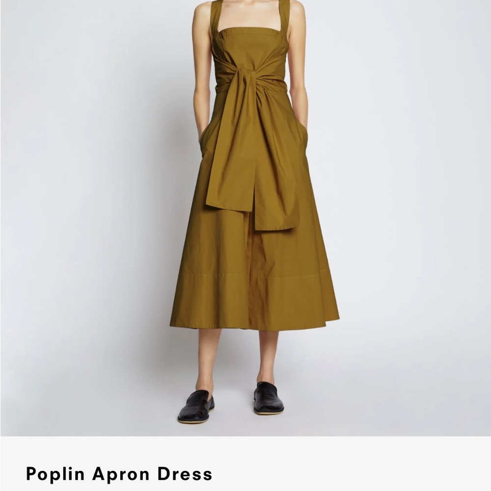 NWT Proenza Schouler White Label Poplin Apron Midi-Dress reg $425 khaki green